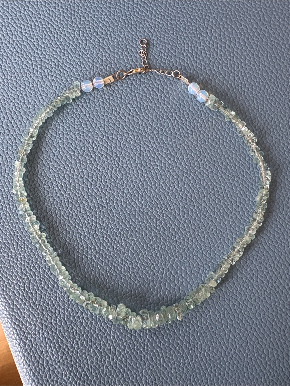 Aqua Marine raw edge Beaded Necklace - Women Jewelry